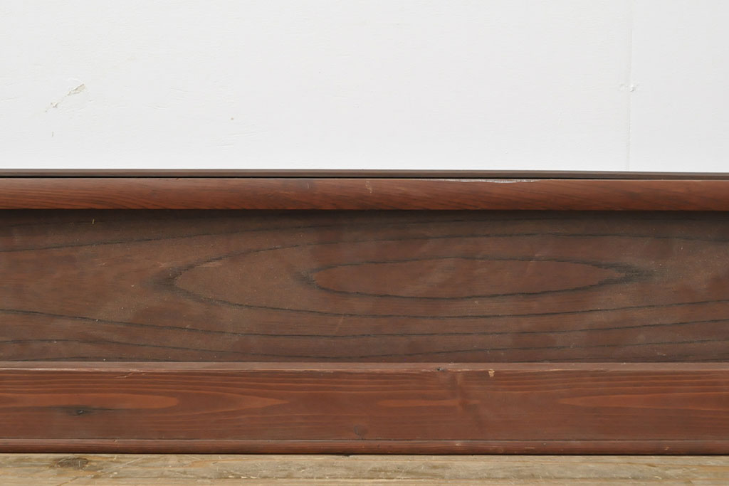 和製アンティーク　ケヤキ材・ヒノキ材・側面には黒柿材使用　木の味わいを存分に楽しめる横長置き床(ローボード、飾り棚、置床)(R-053012)