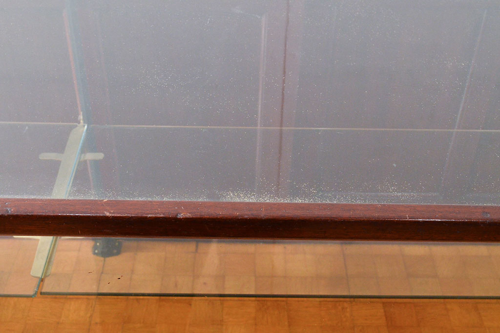 フランスアンティーク　マホガニー材　重厚感ある佇まいが目を引くガラスケース(ショーケース、カウンターテーブル、店舗什器)(R-053085)