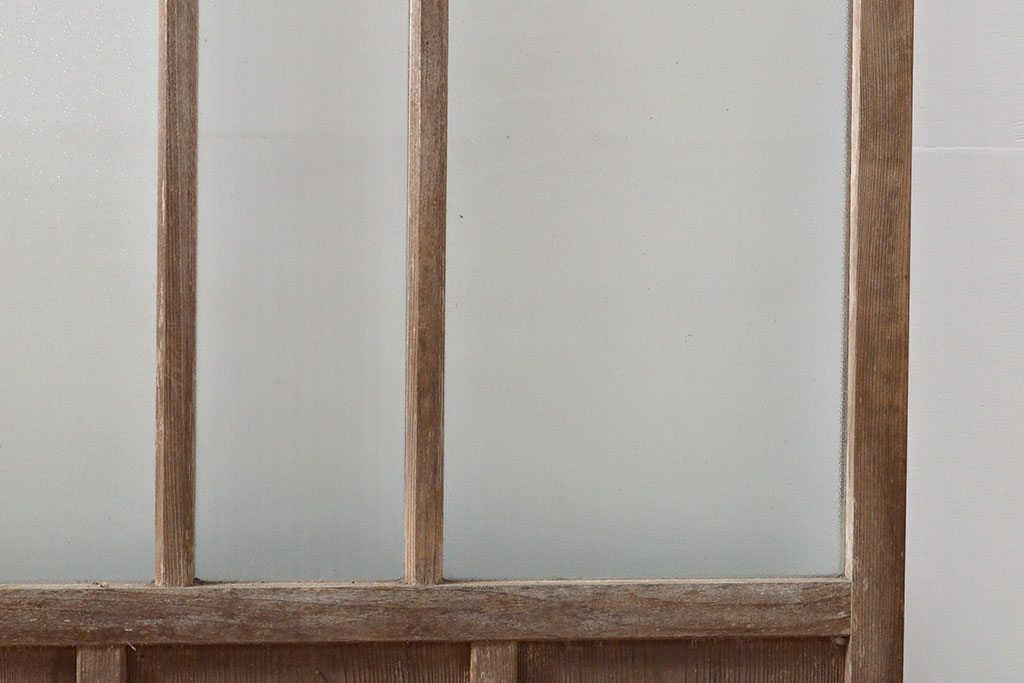 アンティーク建具　ダイヤガラス・銀モールガラス　使い込まれた風合いが趣溢れるガラス戸1枚(引き戸、建具)(R053096)