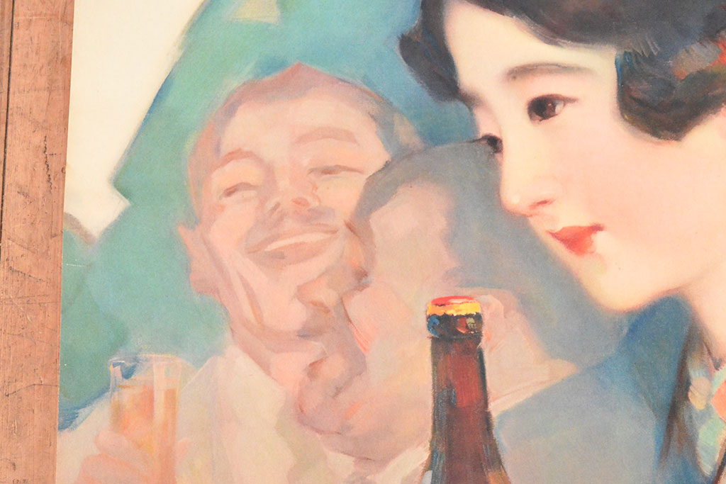 当時物　昭和初期　キリンビールポスター(多田北鳥、麒麟麦酒、精版印刷会社)(R-053111)