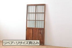 アンティーク建具　高級品!!屋久杉の鶉杢(うずらもく)が堪能できる贅沢な縦桟板戸扉1枚(木製扉、ドア)(R-065567)