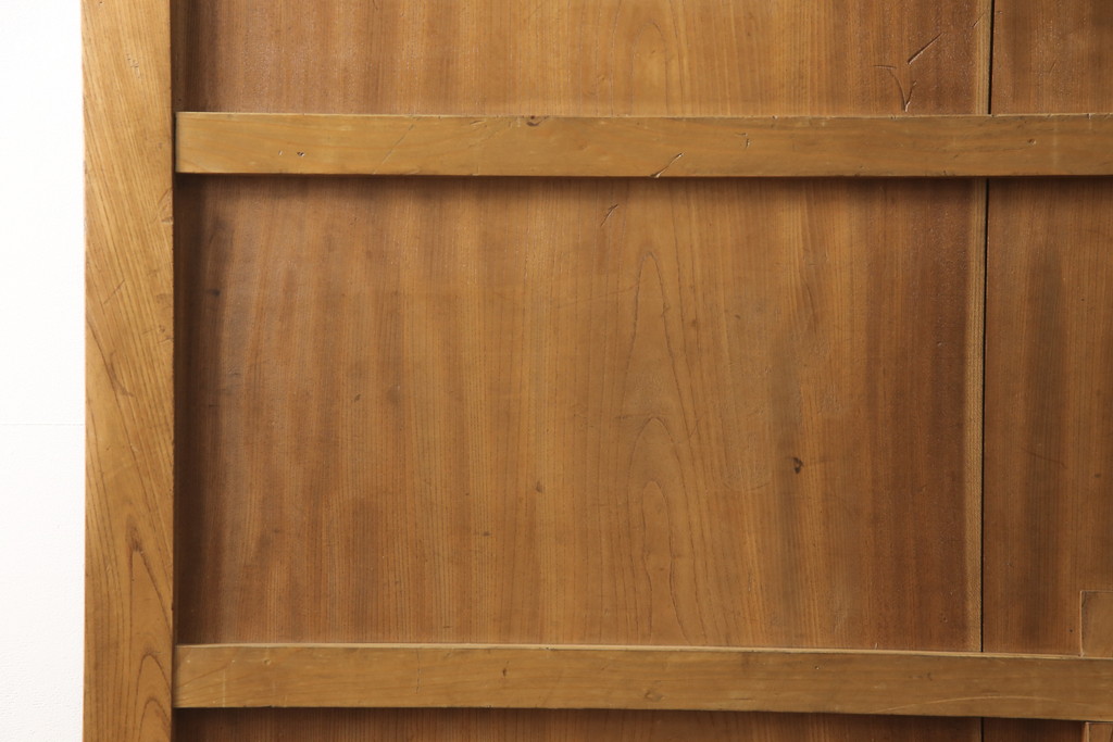 アンティーク建具　明治大正期　総ケヤキ材　明るい色合いで上品な佇まいが魅力の蔵戸(玄関戸、玄関ドア、引き戸)(R-053270)