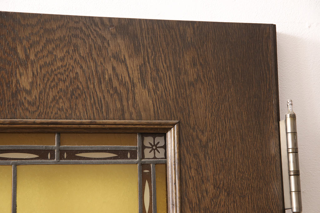 和製ビンテージ　永田洋家具店　永田良介商店　凝ったデザインのステンドグラスが魅力的な木製ドア(扉、建具、ヴィンテージ)(R-053400)