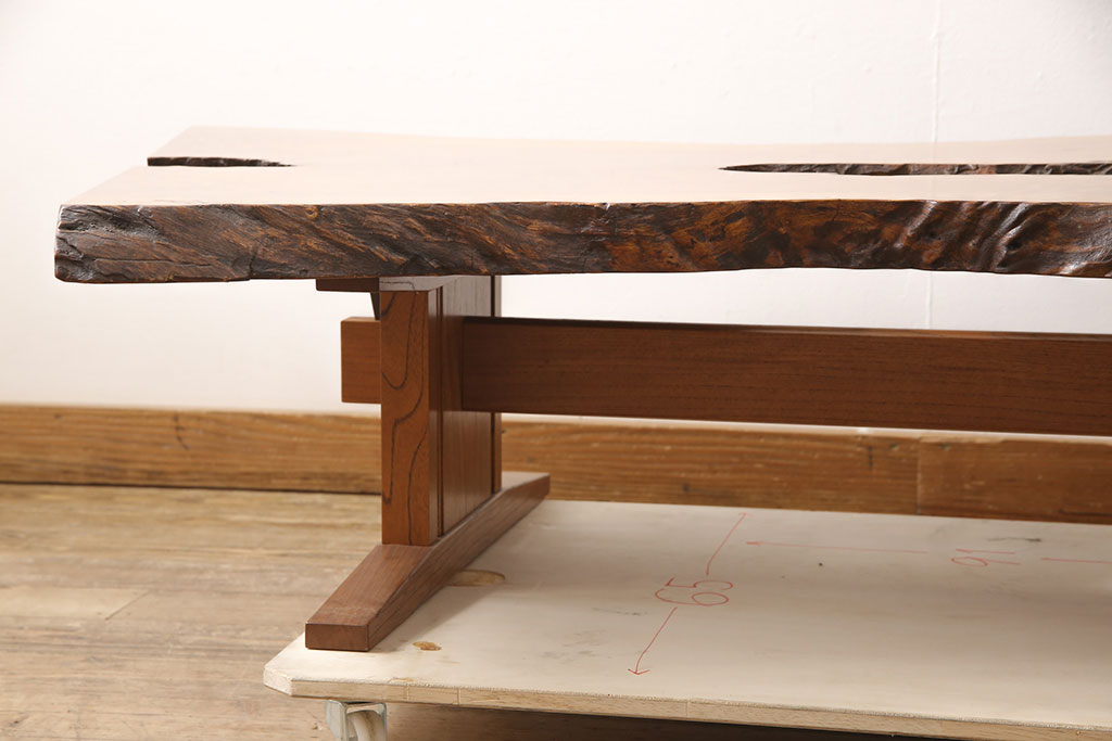 中古　美品　総漆塗り　手造り工芸家具　2wayで衝立にも!　上質な造りが魅力的なテーブル(定価約80万円)(センターテーブル、ローテーブル、座卓、パーテーション)(R-053489)