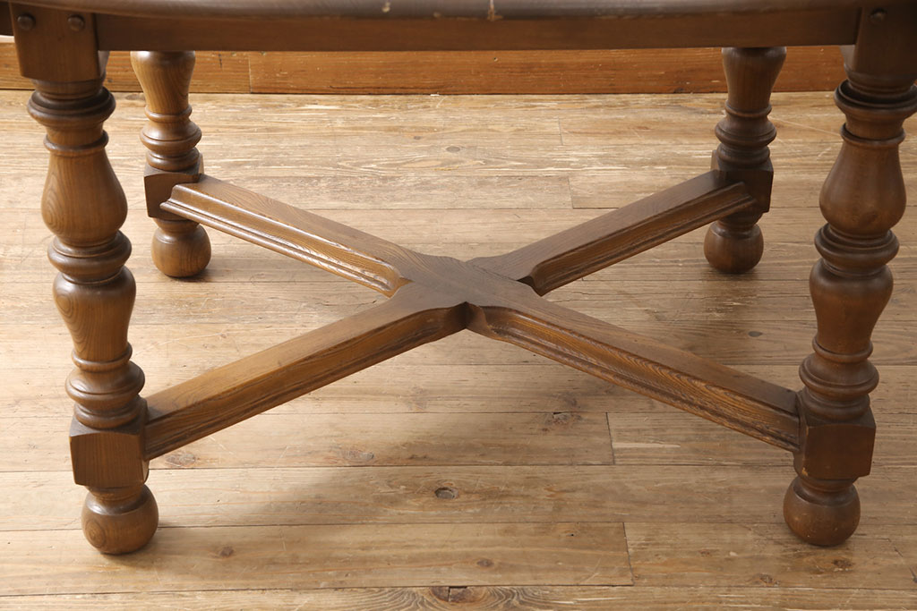 イギリスビンテージ　美品　ERCOL(アーコール)　ニレ材　クラシカルな雰囲気漂うドローリーフテーブル(エクステンションテーブル、ダイニングテーブル、ヴィンテージ)(R-053490)