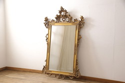 北欧ビンテージ　オーク材　シンプルなデザインが魅力的なウォールミラー(鏡、姿見、ヴィンテージ)(R-053174)