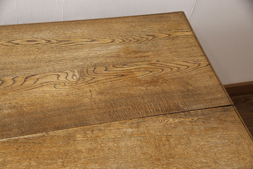 和製アンティーク　希少!　大正ロマン　ナラ材　希少なデザインが魅力的なダイニングテーブル(作業台、食卓)(R-053514)